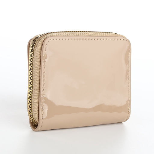 Кошелёк женский на молнии с ремешком, лакированный, синий