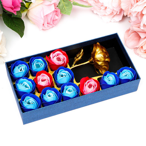 Мыльные розы, красные и синие + золотая роза, набор 12 шт. - SB BEAUTY фото 3