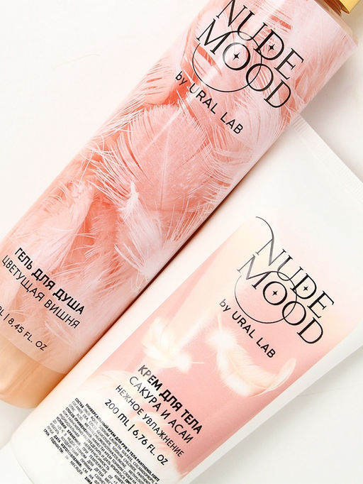Подарочный набор NUDE MOOD, гель для душа 250 мл и крем для тела 200 мл, аромат вишни, сакуры и асаи, URAL LAB  фото 5