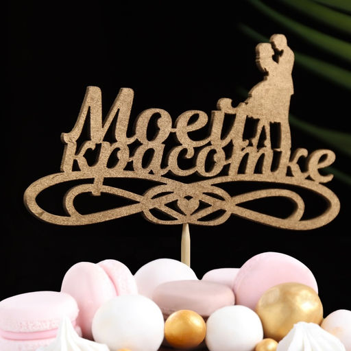 Топпер Дарим Красиво "Моей красотке" на подвесе, золотой