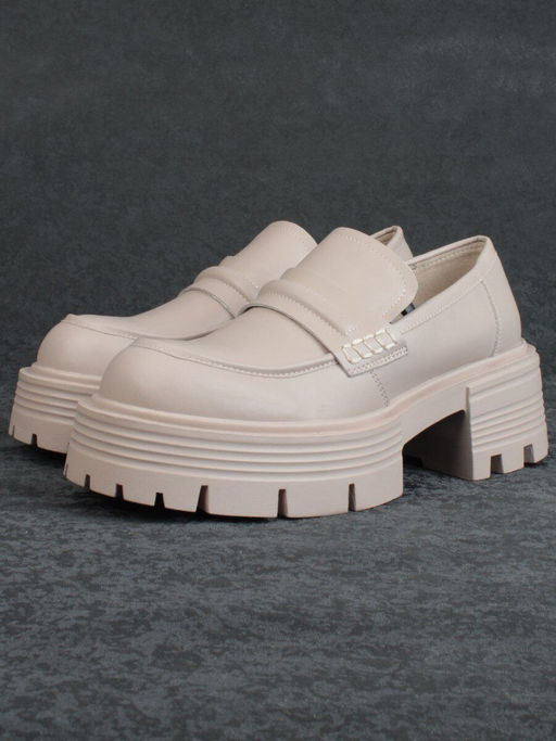 03-C1815-2 BEIGE Лоферы женские (натуральная кожа) - Фабричный китай фото 4