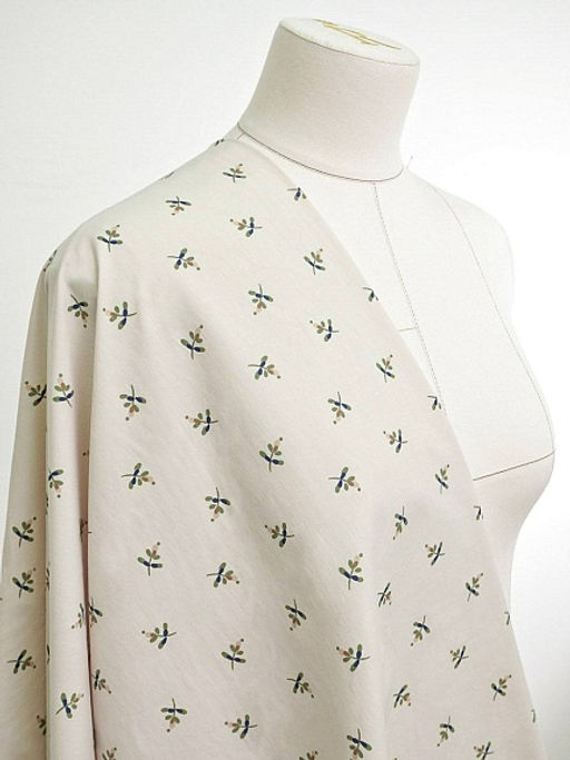 Перкаль Премиум "Набойка - веточки" цв.св.бежево-молочный, ш.1.5м, хлопок-100%, 125гр/м.кв