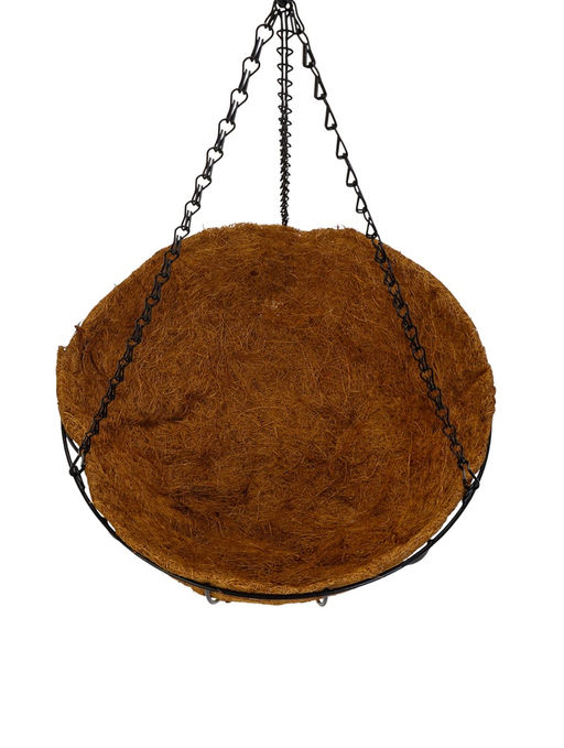 Кашпо подвесное «Полусфера», d=35 см, h=58 см, металлическое, со вставкой из кокоса, Greengo