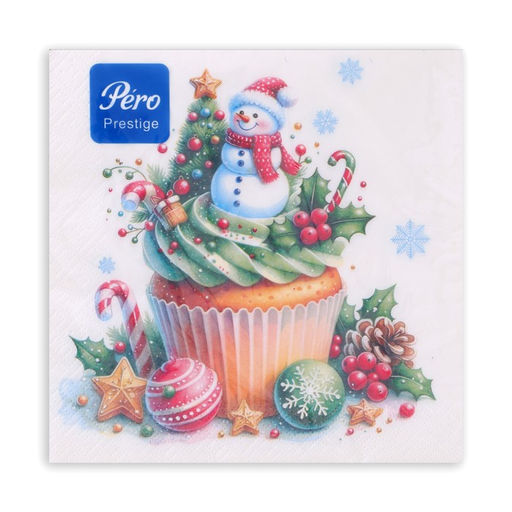 Цена за 2 шт. Салфетки новогодние бумажные Pero Prestige Кексик, 3 слоя, 33?33 см, 20 шт.