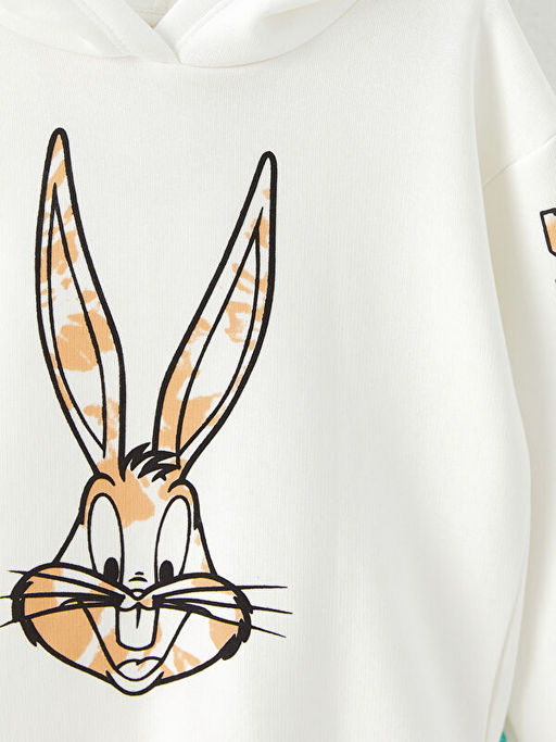 Kap??onlu Bugs Bunny Bask?l? Uzun Kollu K?z ?ocuk Sweatshirt - Waikiki фото 2