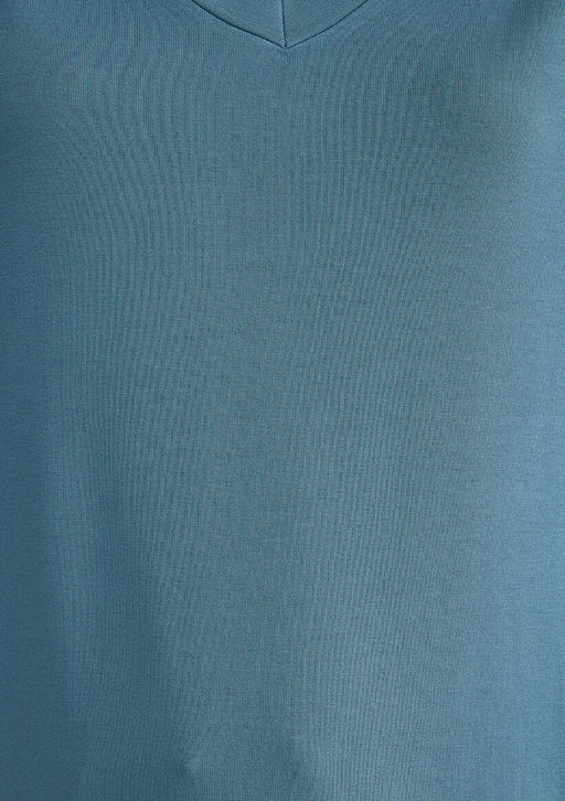 V Yaka Mavi Basic Viskoz Tisort фото 6
