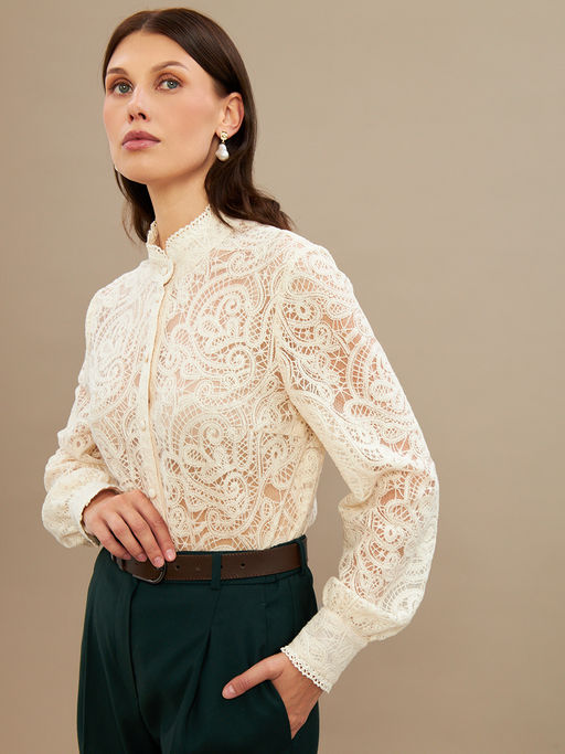 Блузка из кружевной ткани OD-977-1 молочный