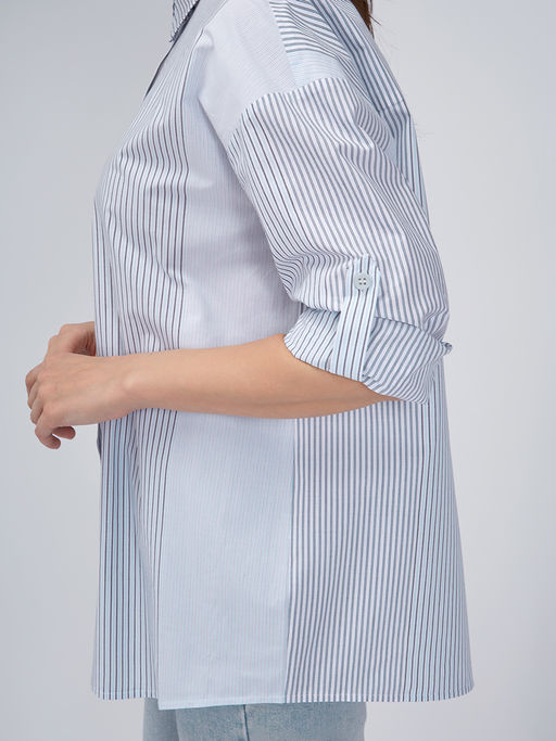 Рубашка полоса OD-918-1 серо-голубая - Tantino фото 25