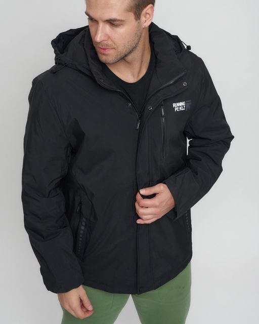 Куртка спортивная мужская большого размера черного цвета 88676Ch - Wonderrman фото 7