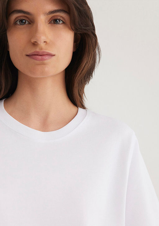 Bisiklet Yaka Beyaz Basic Crop Tisort - Mavi фото 5