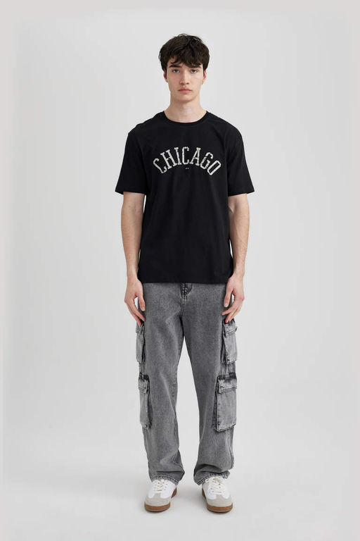 Футболка стандартного кроя с круглым вырезом и короткими рукавами с принтом - Defacto фото 2