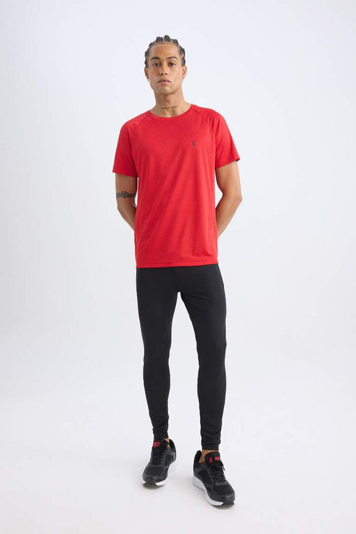 Красная спортивная футболка стандартного кроя DeFactoFit с круглым вырезом и короткими рукавами  фото 6