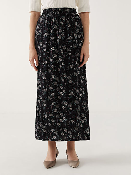 Beli Lastikli Desenli Kad?n Etek