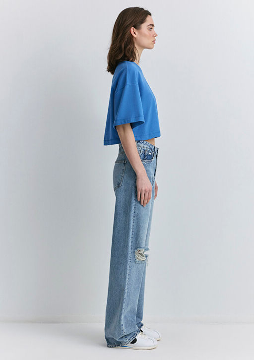 Mavi Patch Logo Bask?l? Mavi Crop Tisort фото 4