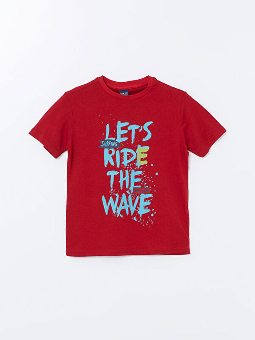 Bisiklet Yaka Bask?l? K?sa Kollu Erkek ?ocuk Ti??rt