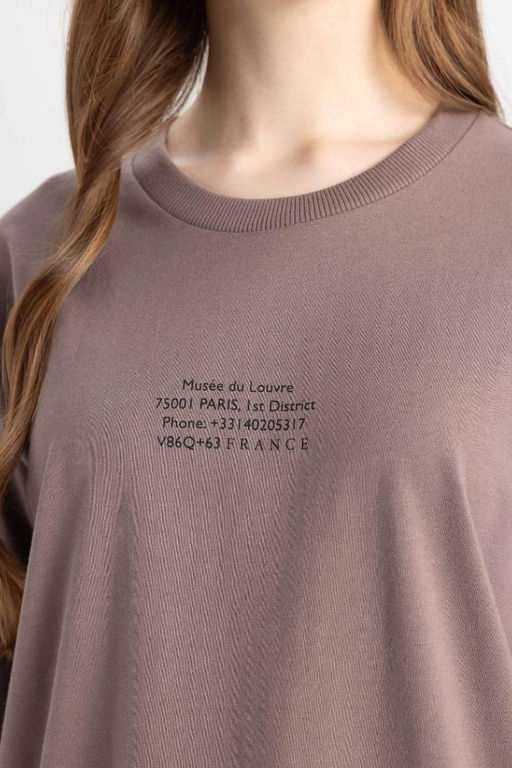 Туника-футболка с длинными рукавами и принтом обычного кроя - Defacto фото 5