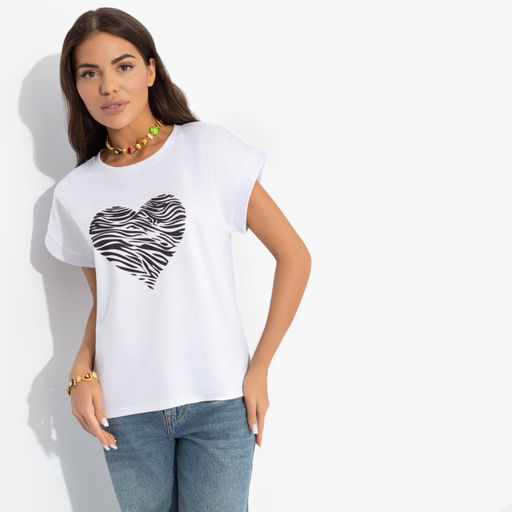 Футболка со спущенным плечом Оттенок настроения (heart)