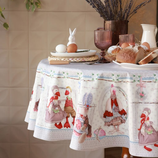 Скатерть Этель Пасхальные Тильды d=148 см, 100% хл, саржа 190 гр/м2  фото 9