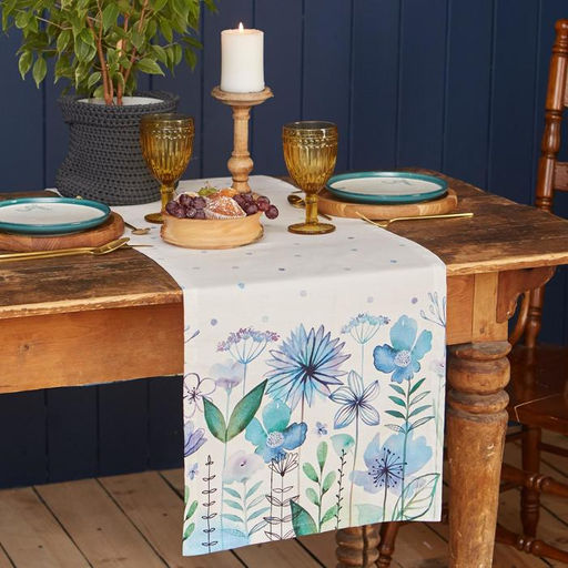 Дорожка на стол Этель Незабудки 40х149см, 100% хлопок, саржа 190 г/м2  фото 2