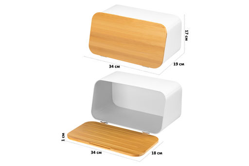 Хлебница 34*19*17 см Белая с бамбуковой крышкой-доской - Elan gallery фото 2