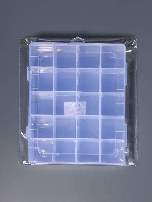 Органайзер для хранения мелочей, передвижные ячейки, 20 ячеек, 20.8×17.5×4 см, прозрачный