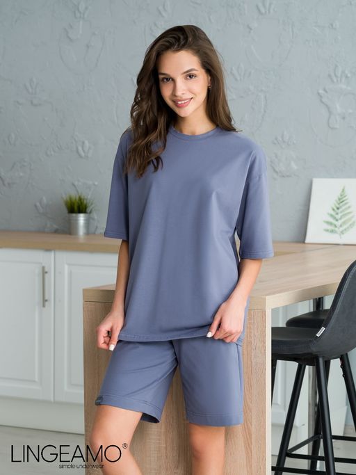 Трикотажная женская футболка оверсайз LINGEAMO серая ВФ-14 (84)