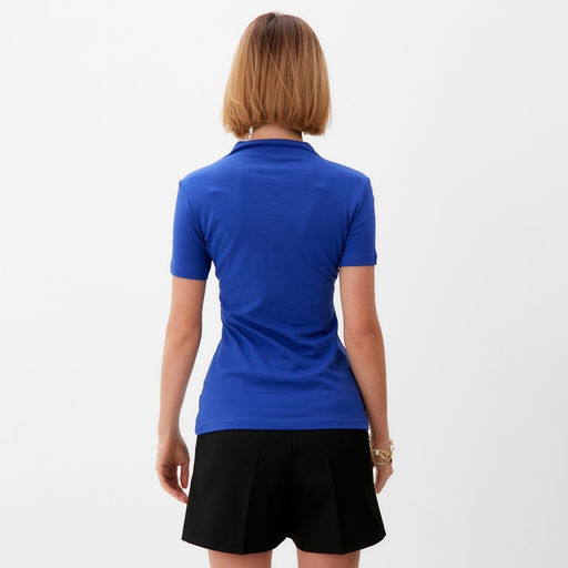 Футболка женская с вырезом MINAKU: Basic line, синяя, размер 42