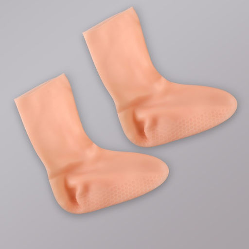 Носочки для педикюра, высокие, силиконовые, универсальный размер, 21×19 см, бежевые