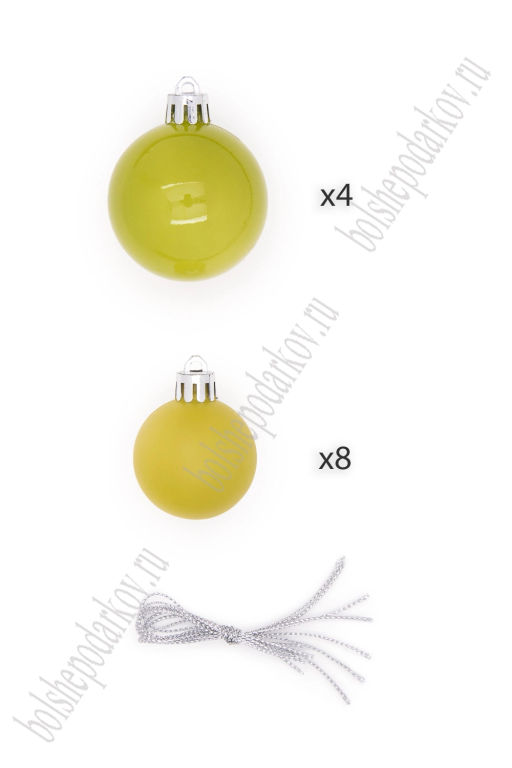 Набор новогодних шаров микс (12 шт) SF-8001, фисташковый №5