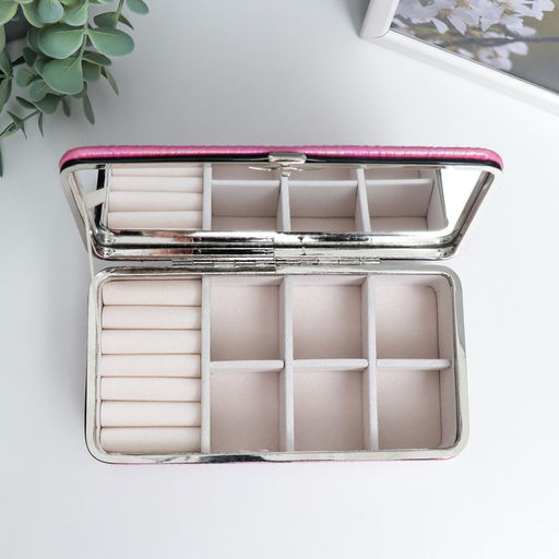 Шкатулка кожзам для украшений Полосы.Текстура. Красная переливы 6х9,8х18,5 см - Simaland фото 11