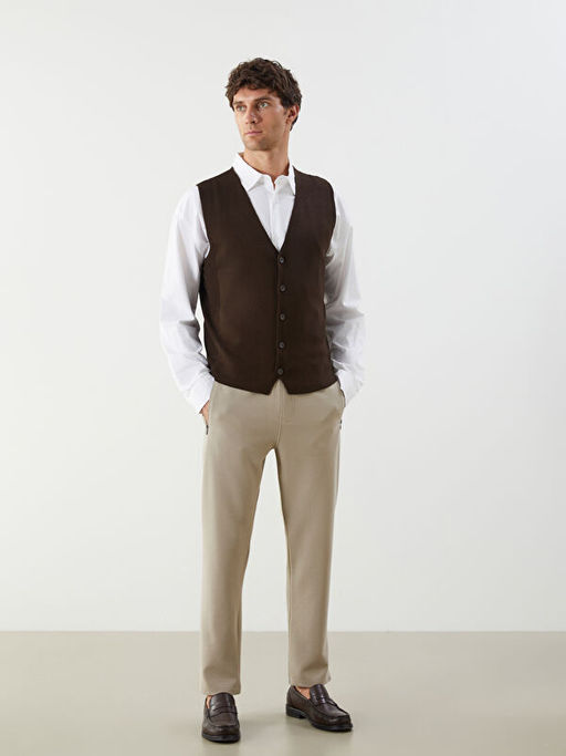 Standart Kal?p V Yaka Erkek Triko Yelek