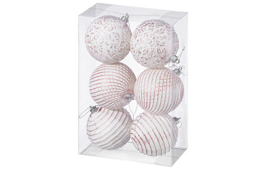 Набор 6 новогодних шаров 9,5*9,5 см Винтаж розовый с эффектом старины - Elan gallery фото 13