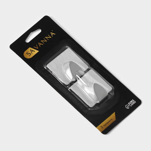 Цена за 2 шт. Крючки самоклеящиеся SAVANNA «Квадрат», 2 шт., металл, 3.8×3.5×1.5 см, хромированные