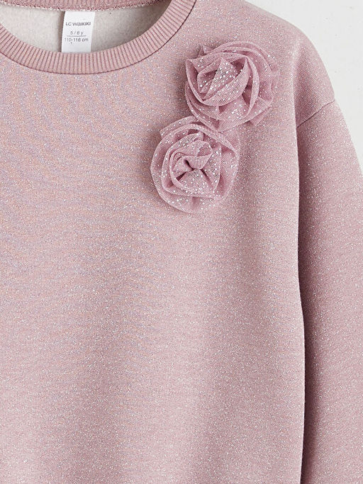 Bisiklet Yaka Ta?l? K?z ?ocuk Sweatshirt