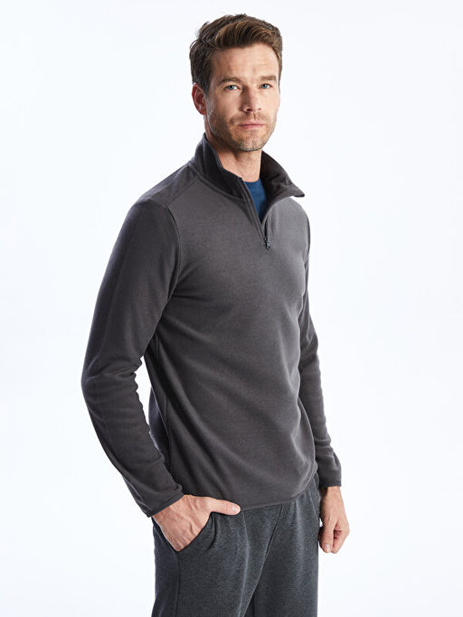 Dik Yaka Uzun Kollu Polar Erkek Sweatshirt