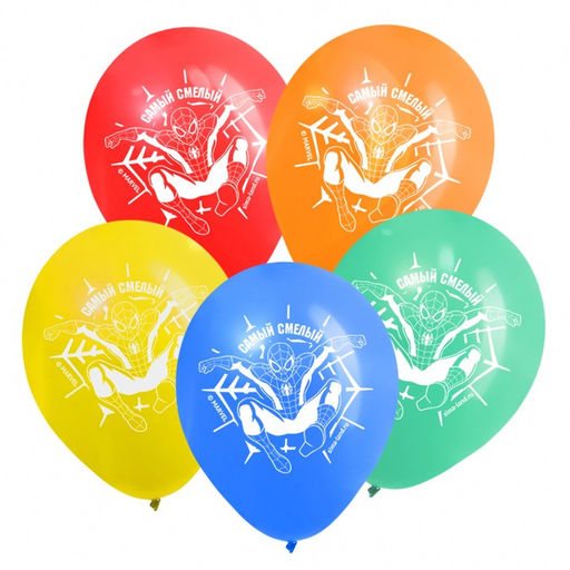 Воздушные шары «Самый смелый», Человек-паук, 5 шт., 12"