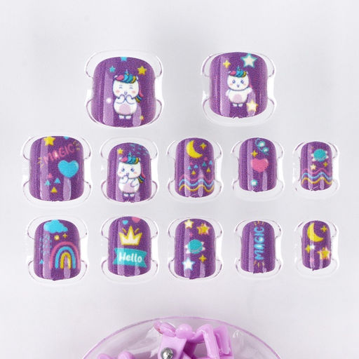 Детские накладные ногти «Радужный Единорожка», 12 шт., набор с браслетом и заколками