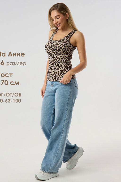 Майка базовая в рубчик леопардовая