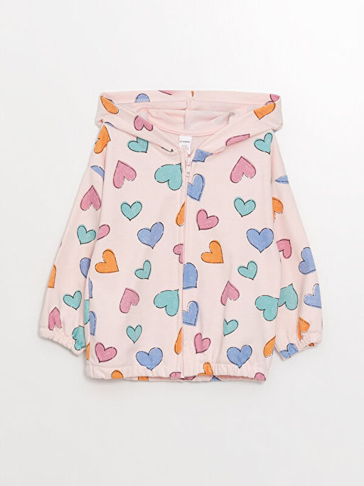 Kap??onlu Uzun Kollu K?z Bebek Fermuarl? Sweatshirt