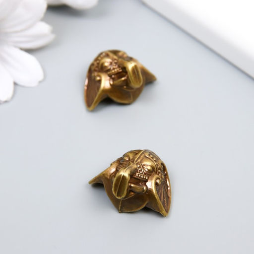 Цена за 2 шт. Уголок (ножка) для шкатулки пластик Голова слона бронза 2,8х2,3 см - Арт узор фото 3