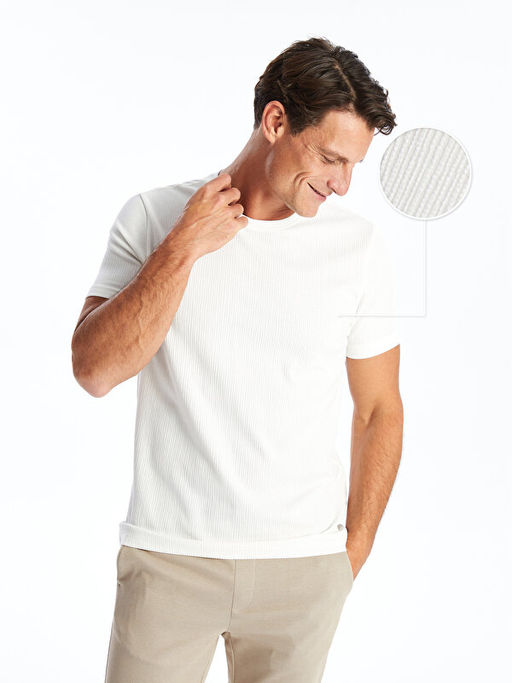 Bisiklet Yaka K?sa Kollu Erkek Dokulu Ti??rt