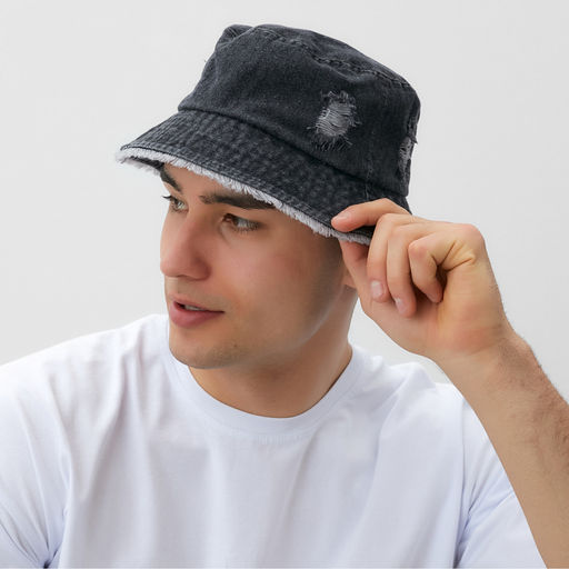 Панама унисекс MINAKU джинсовая, чёрная, размер 56-58