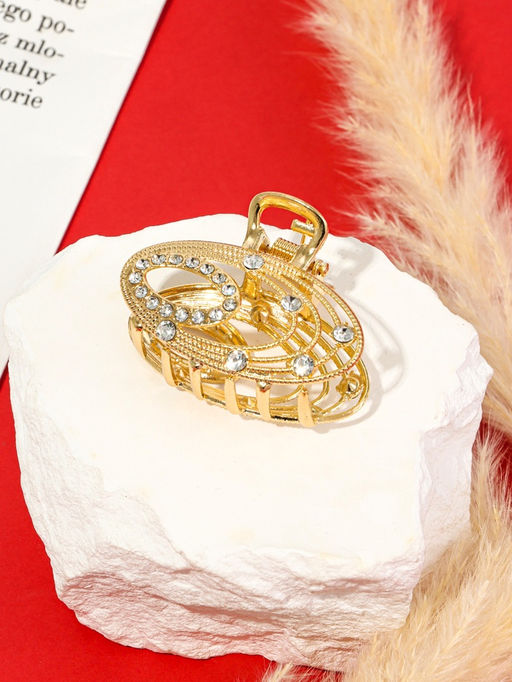 Цена за 6 шт. Крабик для волос «Джули» овал, 4.5 см, золото