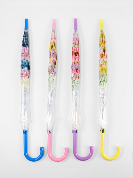 Зонт - трость полуавтоматический Цветы, 8 спиц, R=40/58 см, d=80 см, МИКС