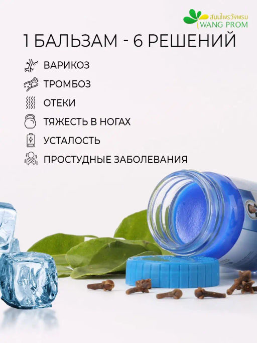 Фитобальзам для тела синий от варикоза, TM WangProm, 50 гр TY-0946 - Taiyan фото 4