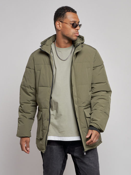 Парка мужская зимняя удлиненная молодежная зеленого цвета 807Z - Wonderrman фото 13