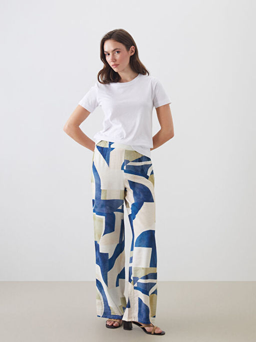 Beli Lastikli Desenli Kad?n Pantolon