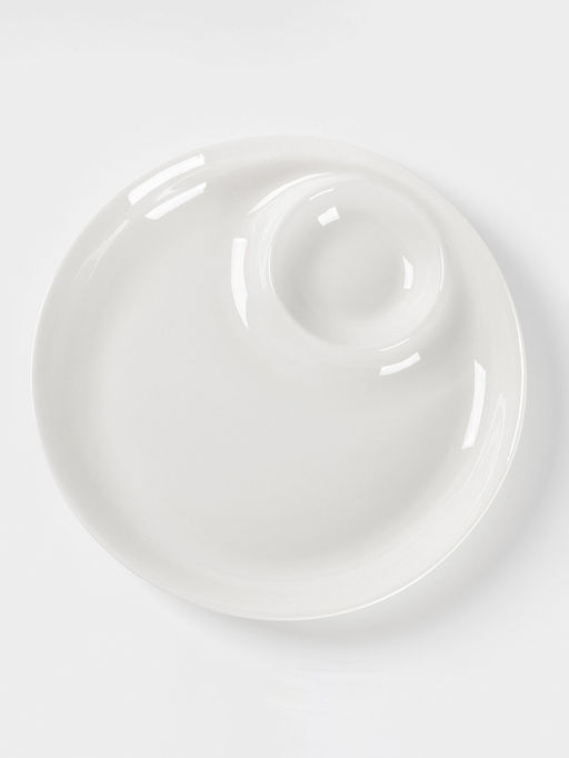 Блюдо с соусником Доляна White Label, d=25 см, фарфор, белое