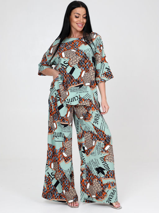 ЮЛИЯ-ЖК ЖЕНСКИЙ КОСТЮМ (Оливковый/оранжевый) - А-дина фото 2