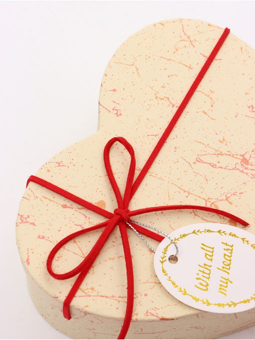 Набор подарочных коробок сердце 3 в 1, бежевый с акцентом, 22?20?9; 18.5?17?7.5; 16?14?6 см